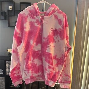 Comfrr Women's Pink Tie-Dye Hoodie
